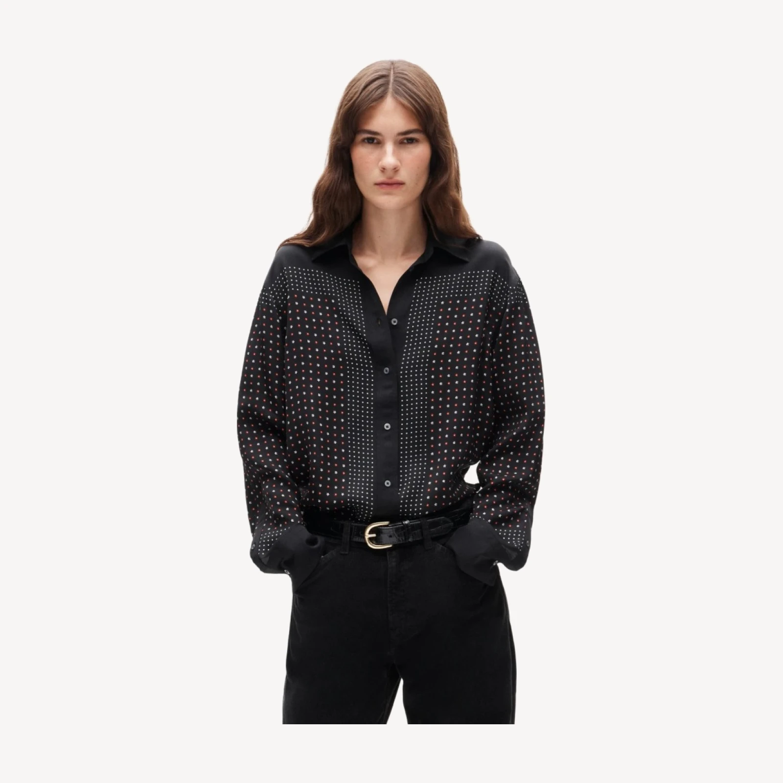 Esme button-up shirt in scarf-print viscose twill