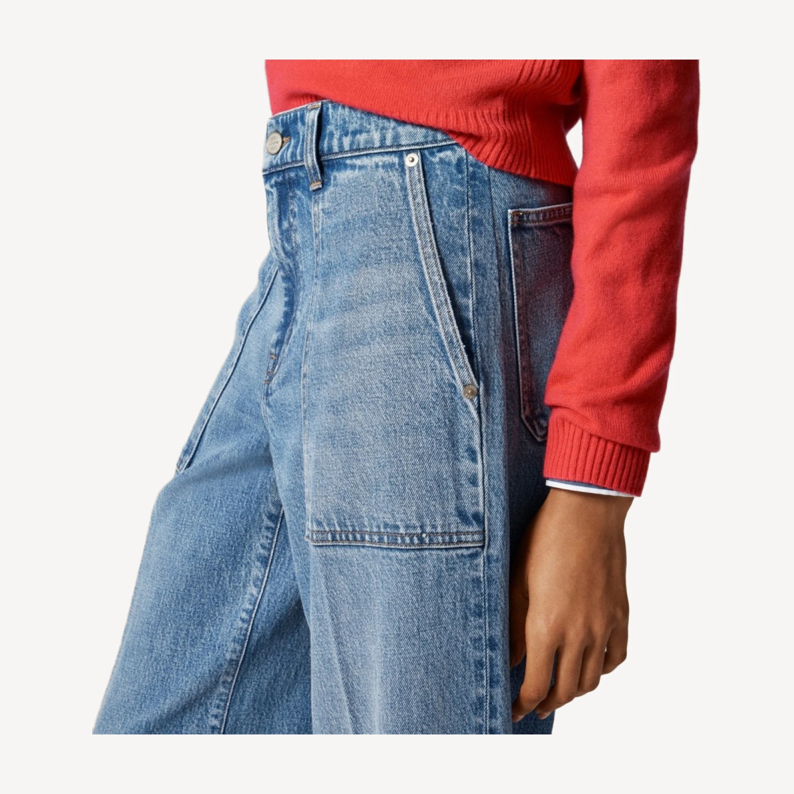 Camp-pocket wide-leg jean