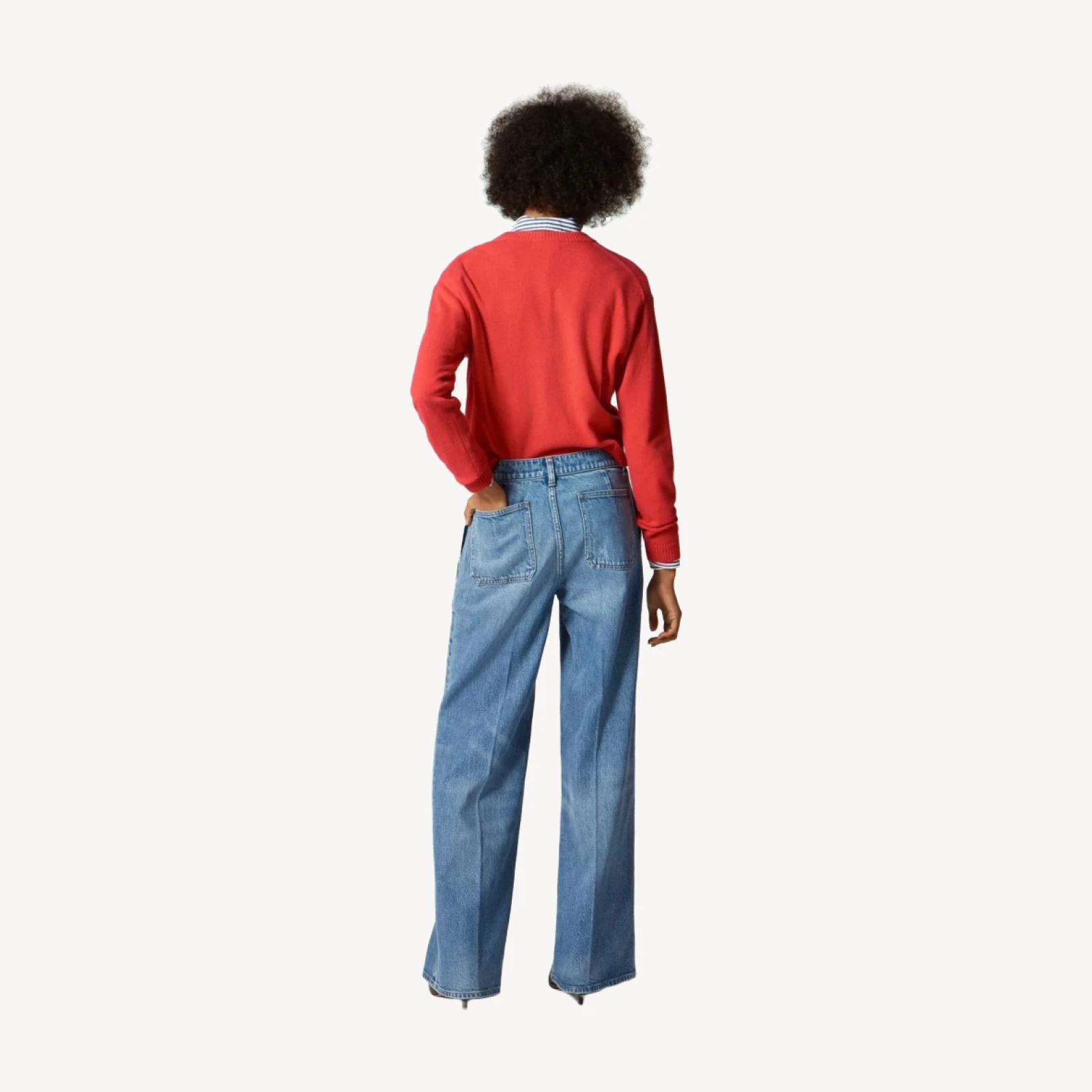 Camp-pocket wide-leg jean