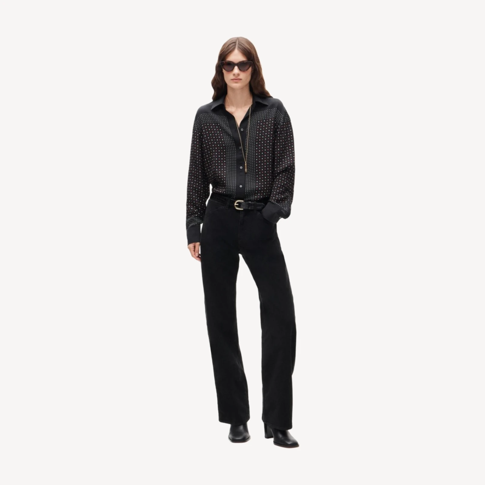 Esme button-up shirt in scarf-print viscose twill