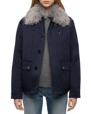 Zadig & Voltaire Cotton Faux Fur Trim Jacket