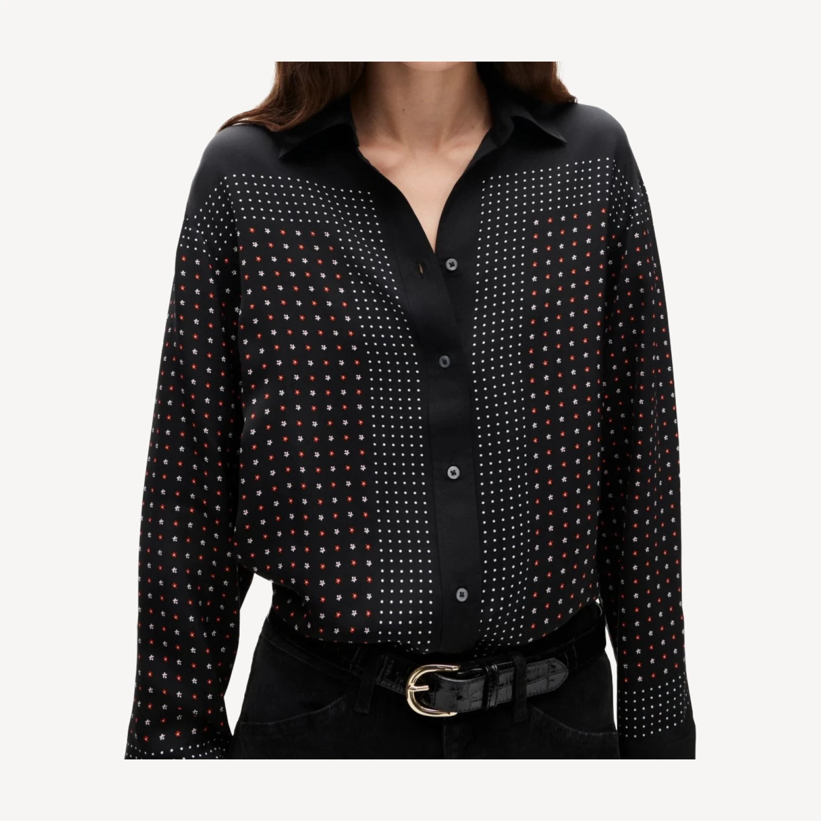 Esme button-up shirt in scarf-print viscose twill