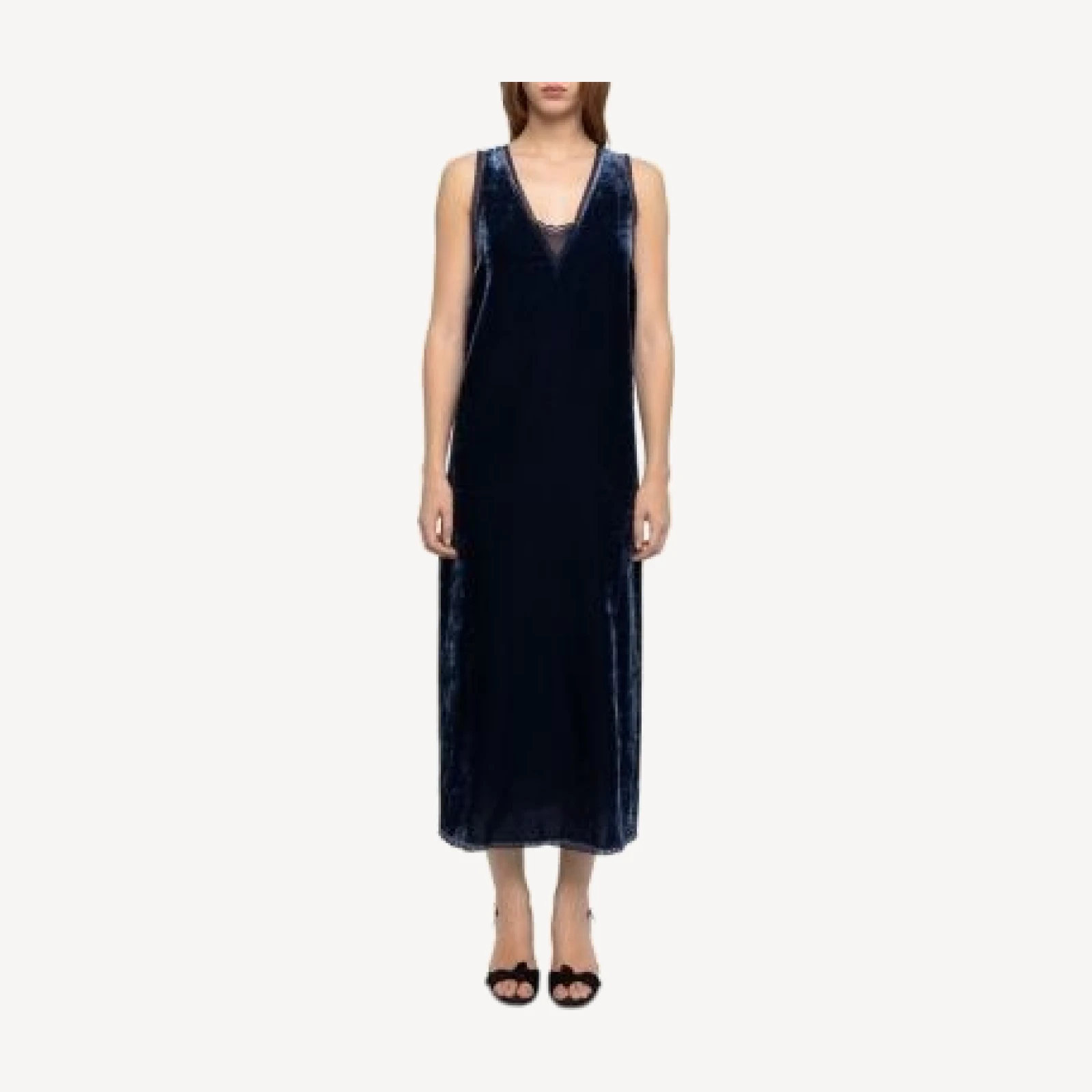 Zadig & Voltaire Renzo Velvet Lace Trim Midi Dress
