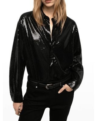 Zadig & Voltaire Tyrica Sequin Button Front Shirt