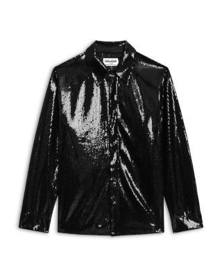 Zadig & Voltaire Tyrica Sequin Button Front Shirt