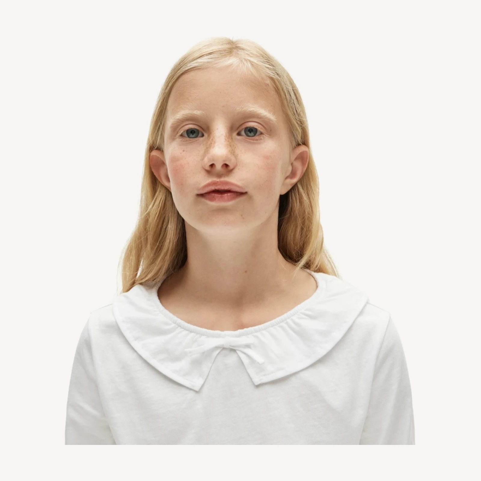 Girls' collared T-shirt in striped broken-in jersey