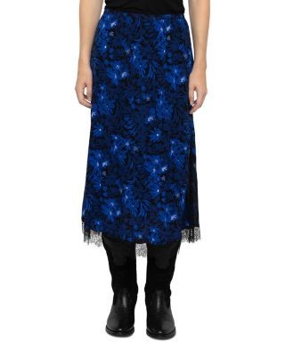Zadig & Voltaire Jarvis Printed Lace Trim Skirt