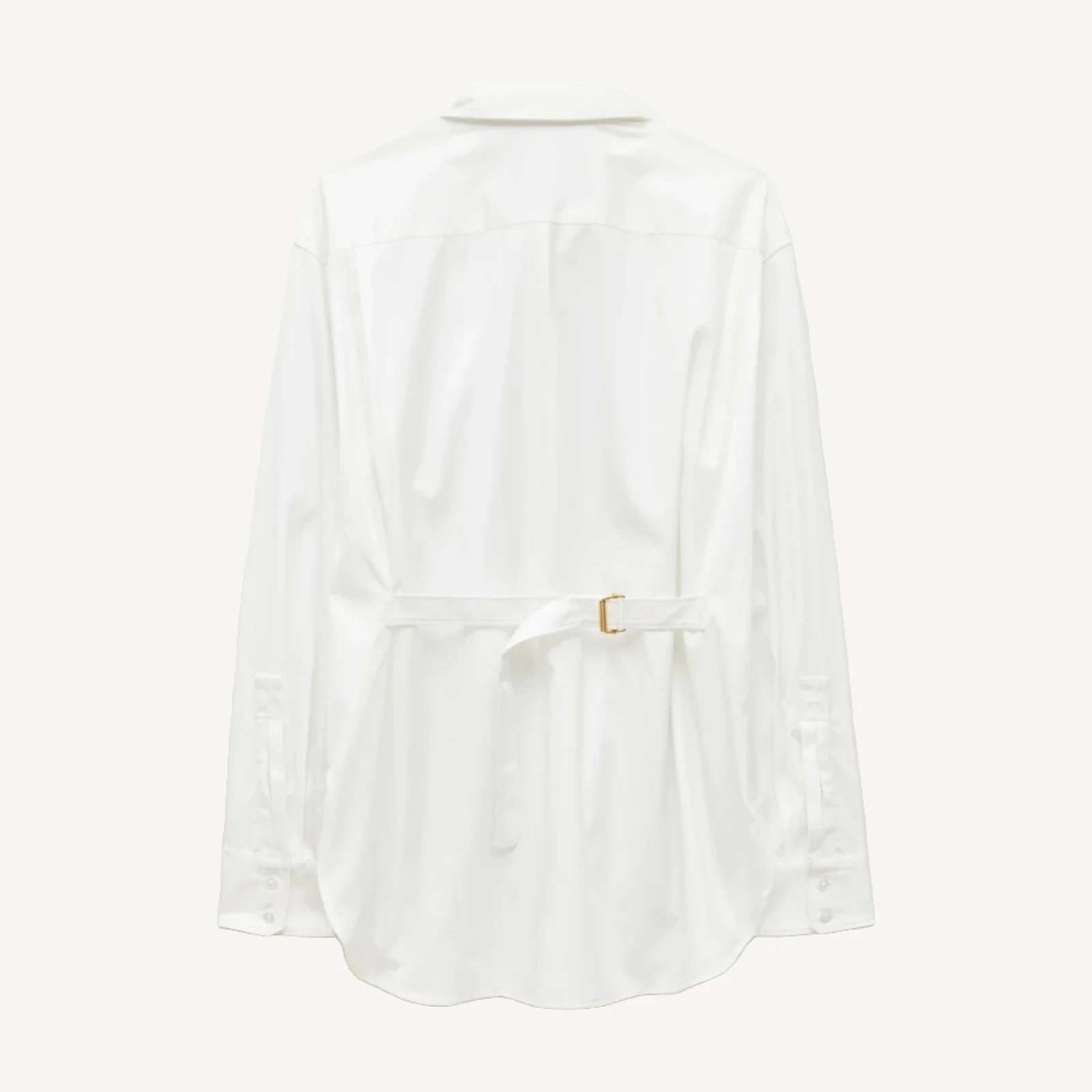 Cinched-back button-up shirt in Greenwich poplin
