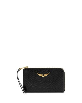 Zadig & Voltaire Wild Snake Embossed Zip Leather Card Case