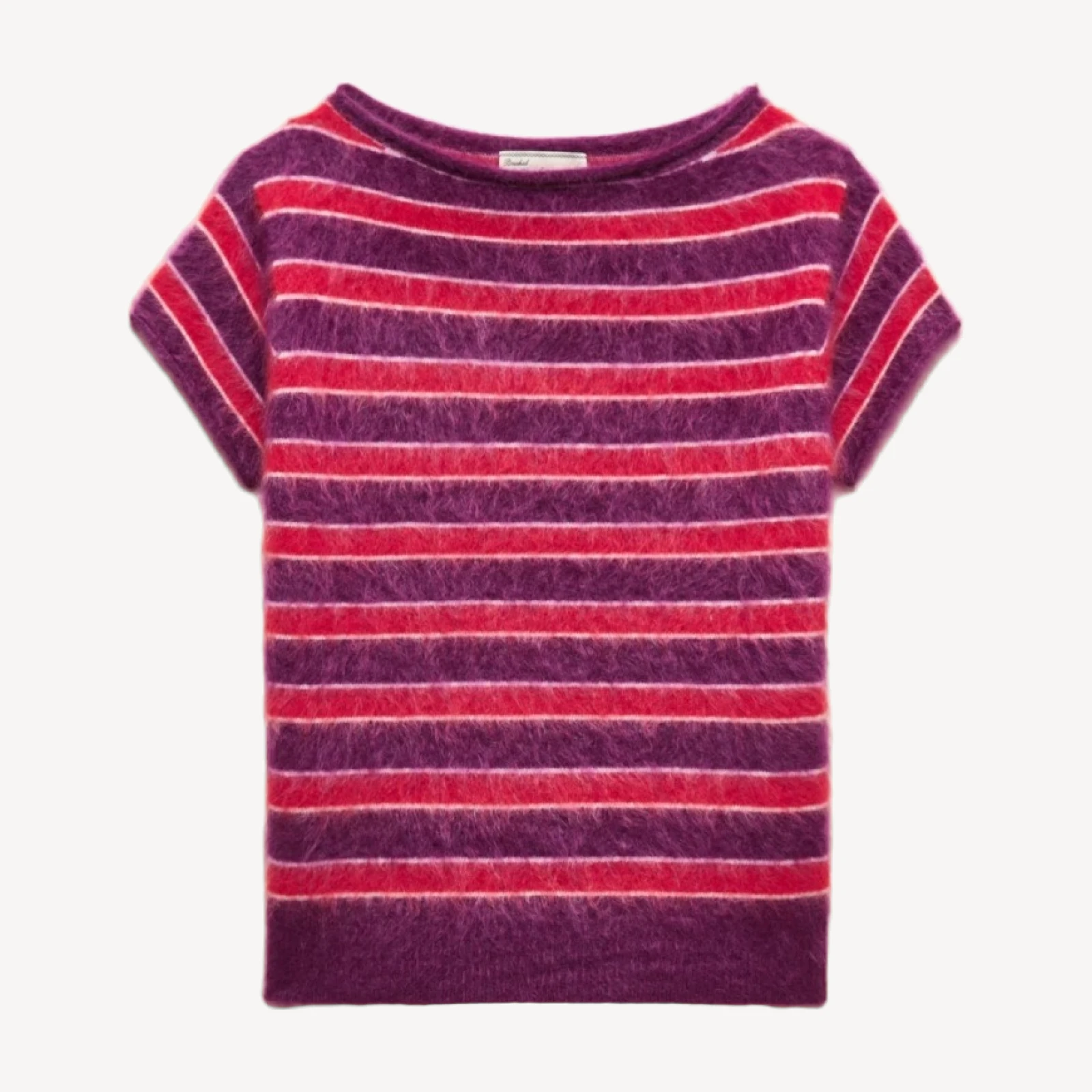 Brushed cashmere boatneck sweater in stripe