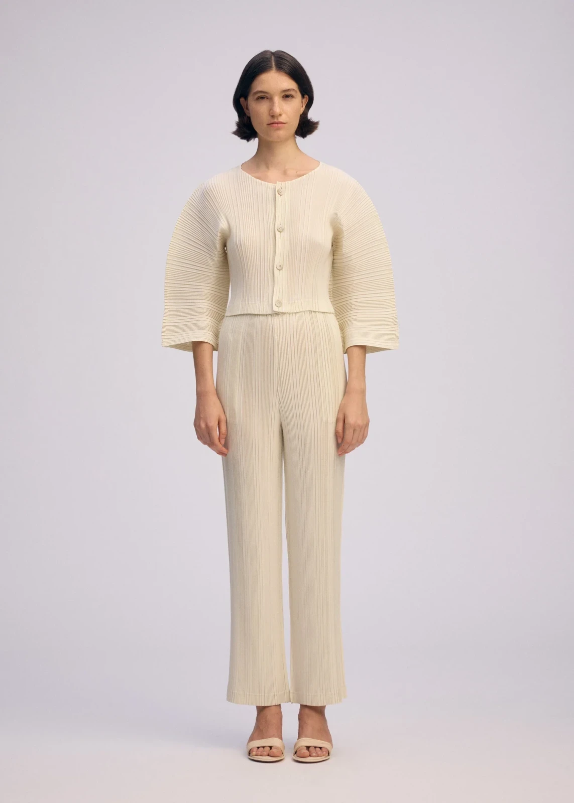LINEN LIKE RIB PLEATS