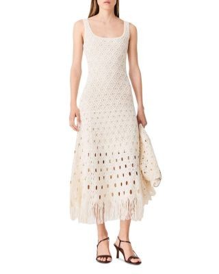Maje Rovale Fringed Crochet Maxi Dress