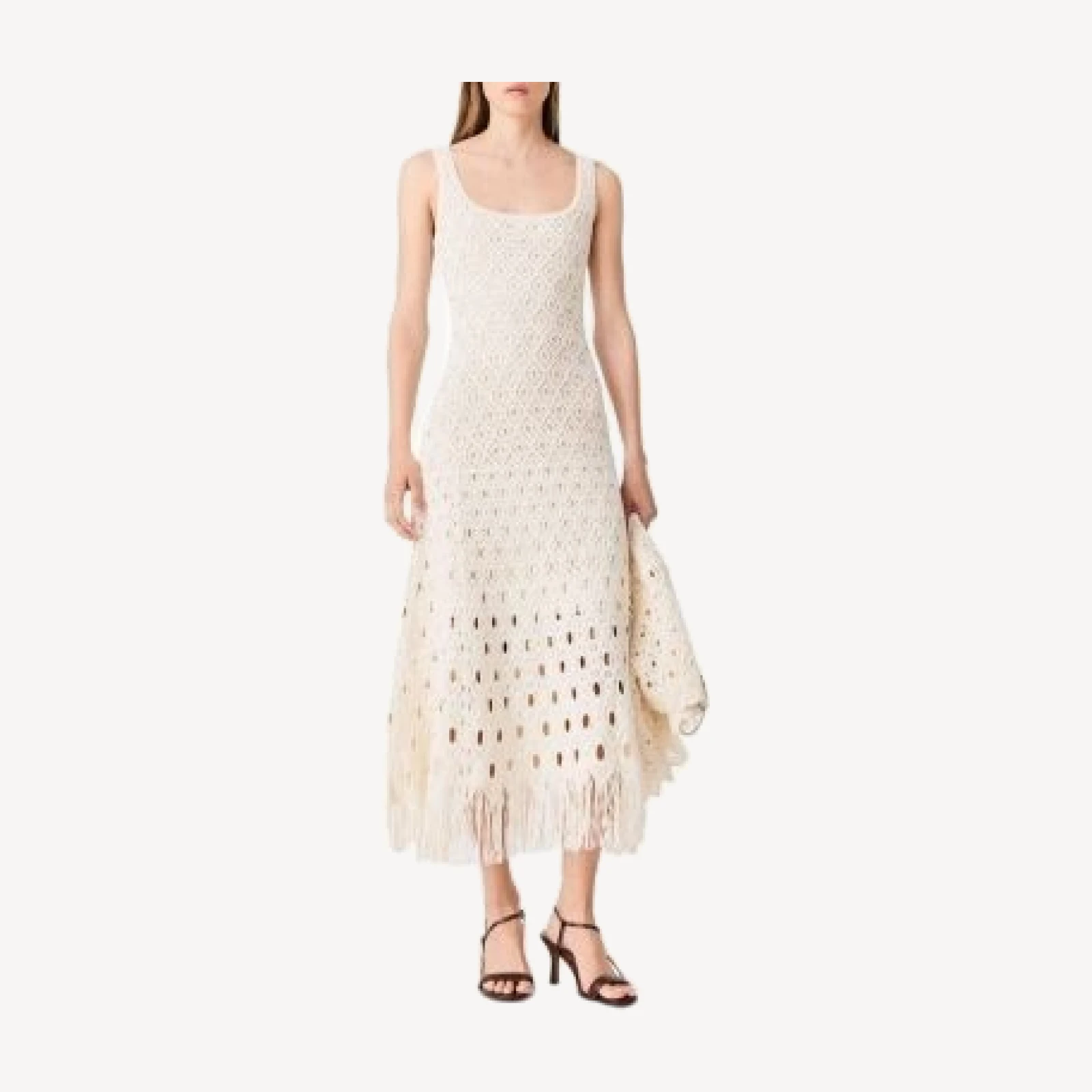 Maje Rovale Fringed Crochet Maxi Dress