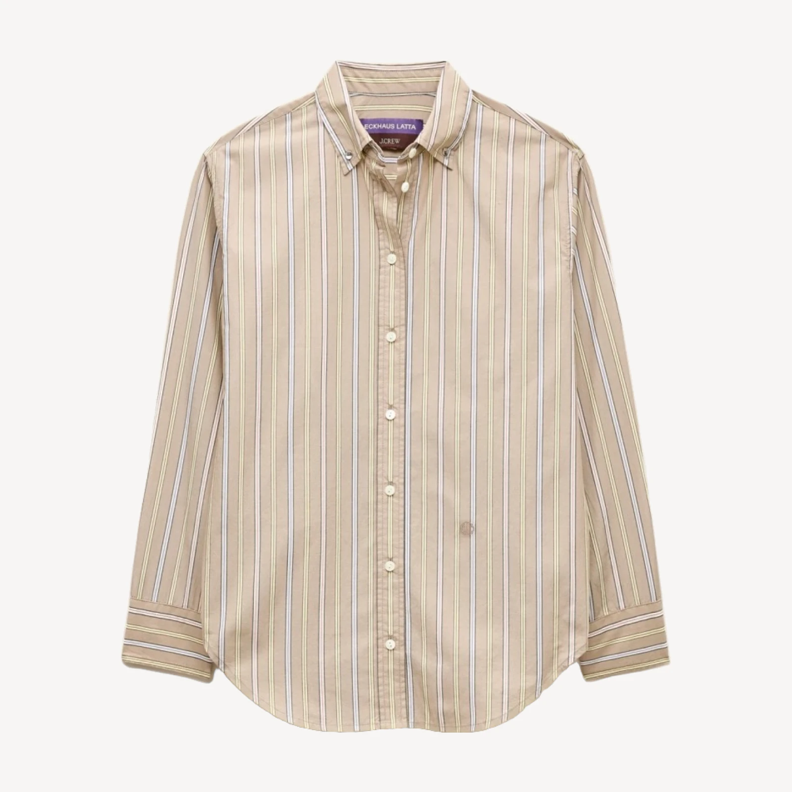 Eckhaus Latta x J.Crew overlap button-down shirt in striped cotton poplin