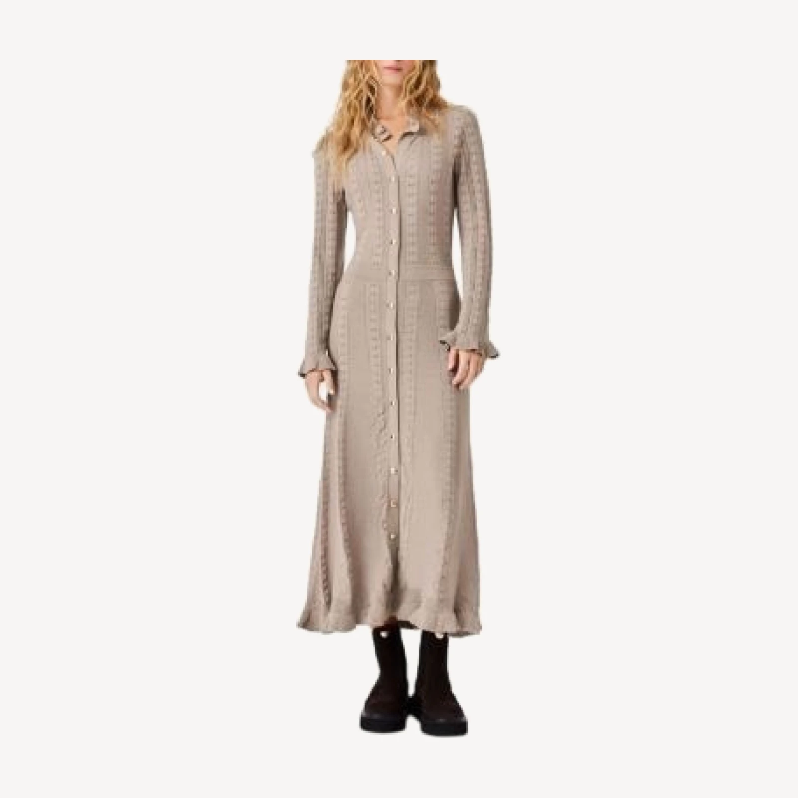 Maje Rourasy Textured Knit Maxi Dress