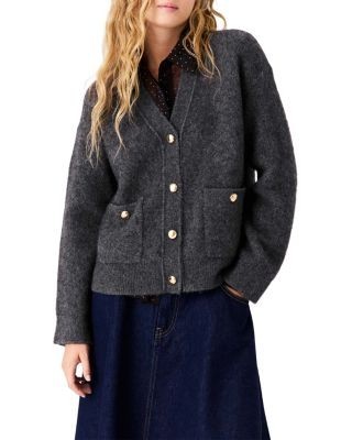 Maje Yak Blend V Neck Cardigan