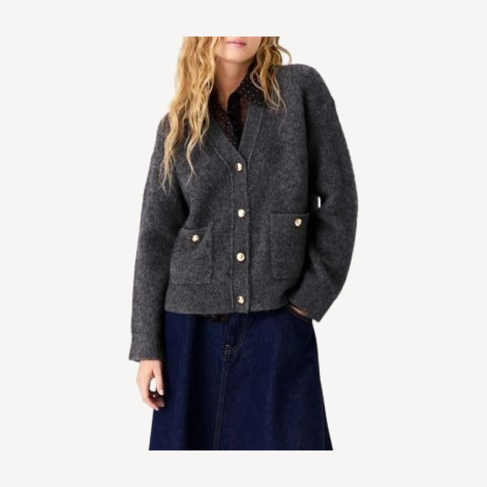 Maje Yak Blend V Neck Cardigan