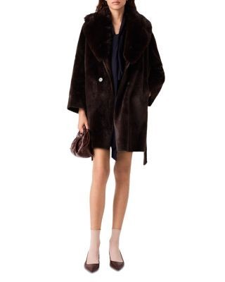 Maje Gederic Mid Length Faux Fur Coat