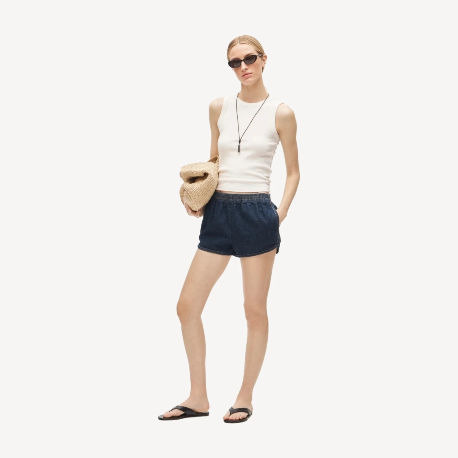 Boxer short in drapey denim