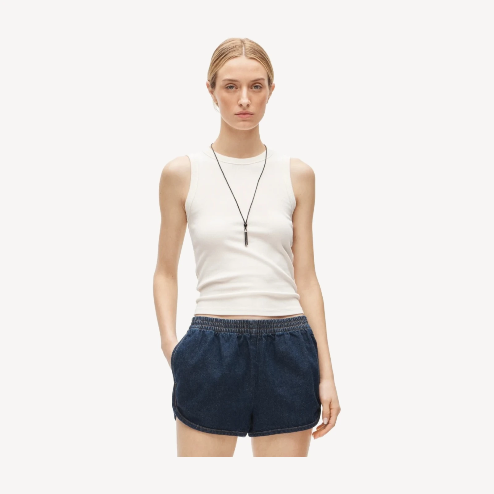 Boxer short in drapey denim