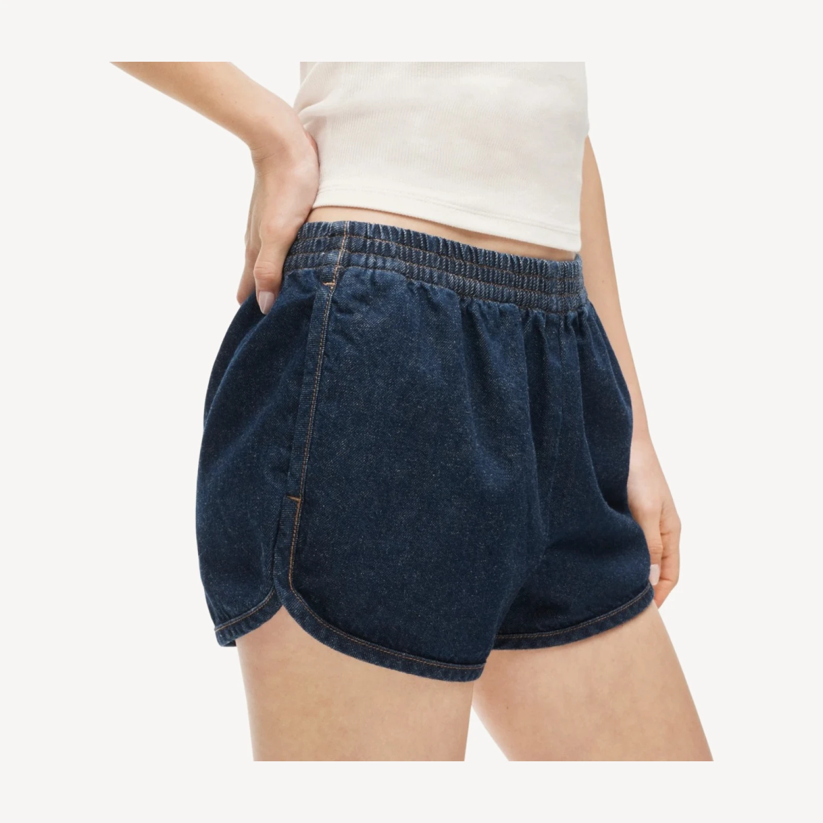 Boxer short in drapey denim
