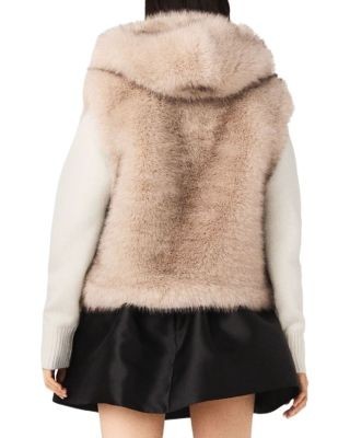 Maje Hooded Faux Fur Vest, photo 3