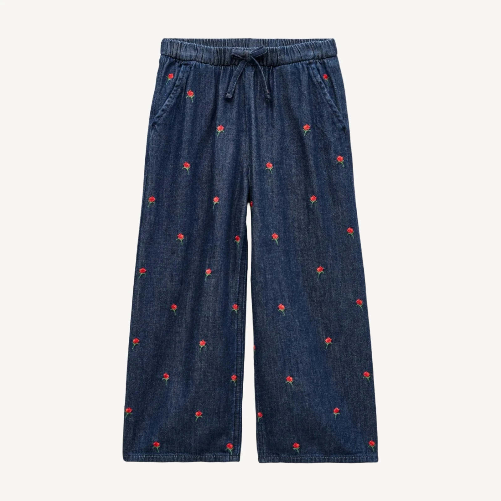 Girls' Cosmo pant in embroidered drapey denim