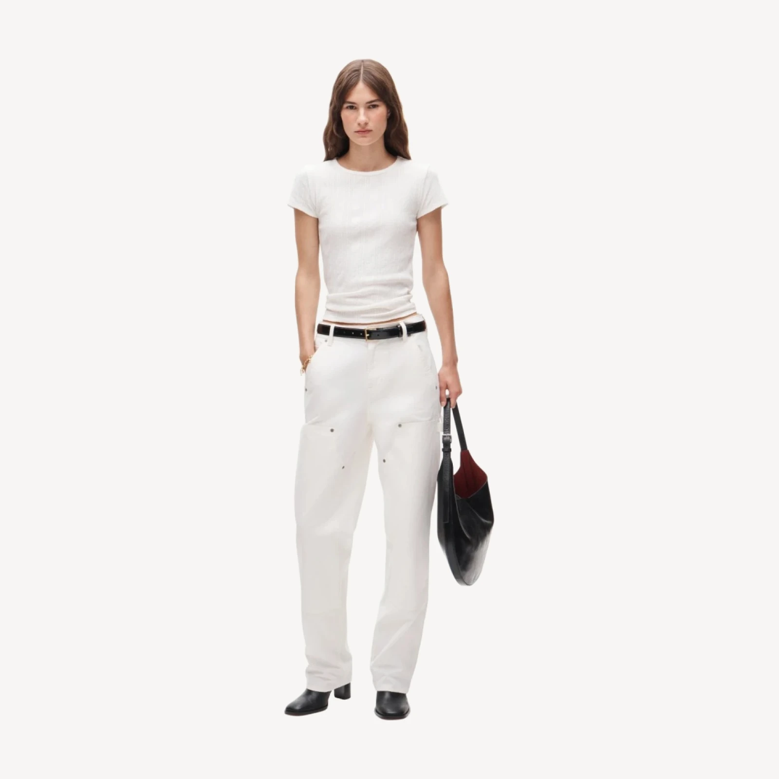 Pointelle crewneck T-shirt
