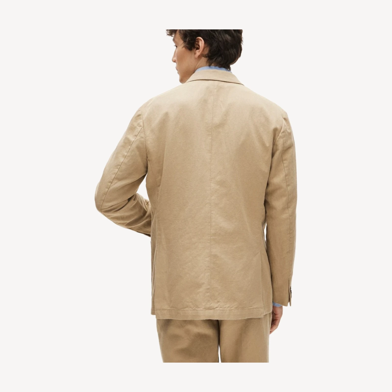 Relaxed-fit suit jacket in Italian cotton-linen twill blend