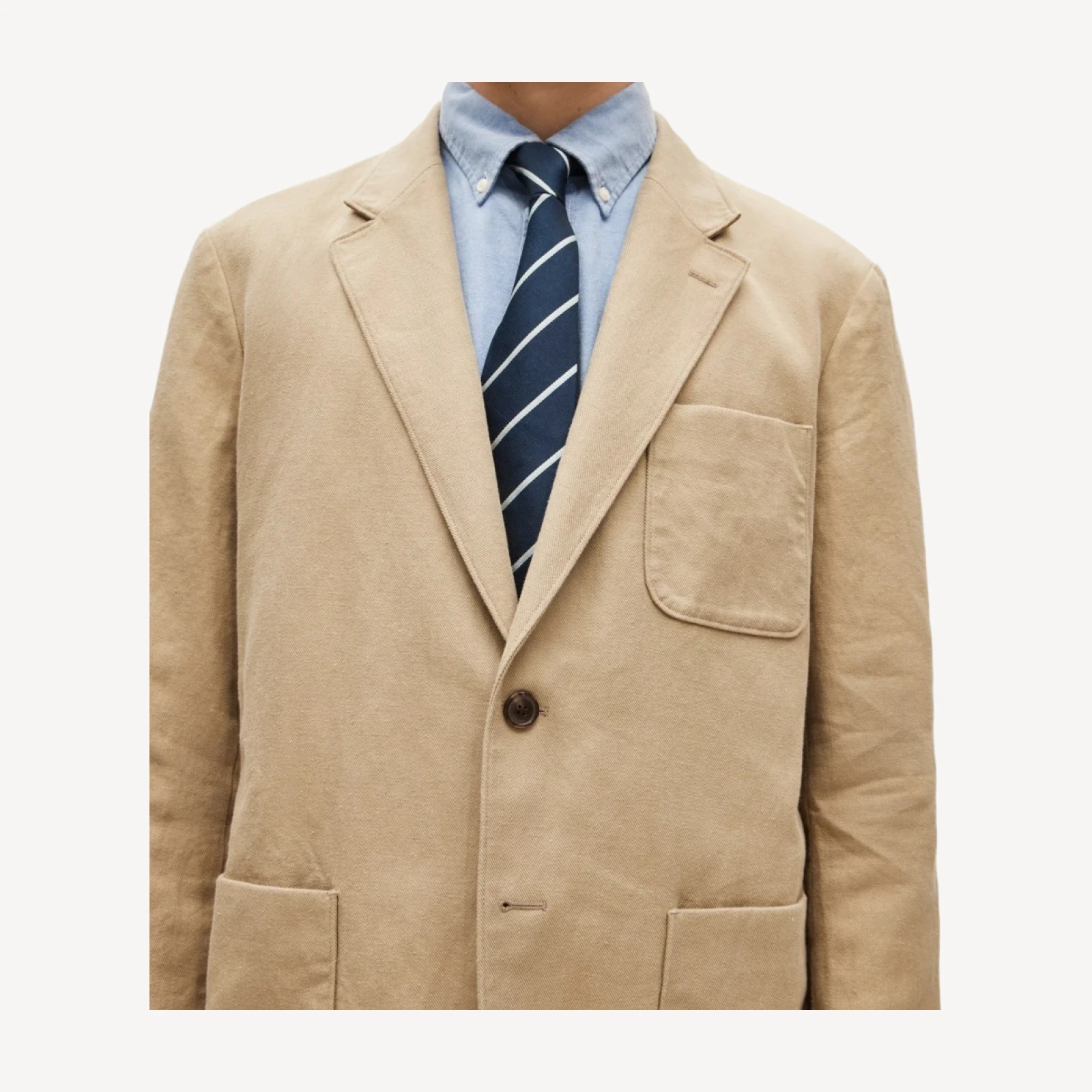 Relaxed-fit suit jacket in Italian cotton-linen twill blend