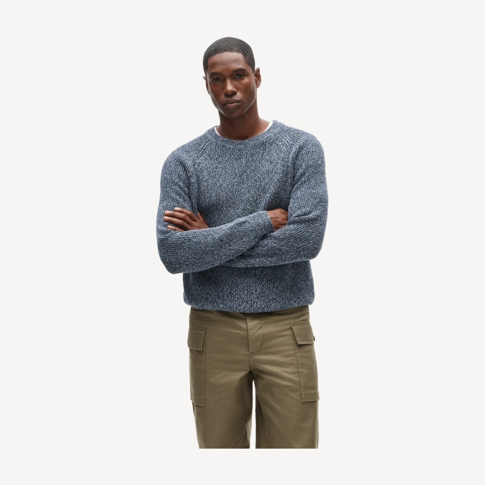 Rib-knit sweater in marled cotton
