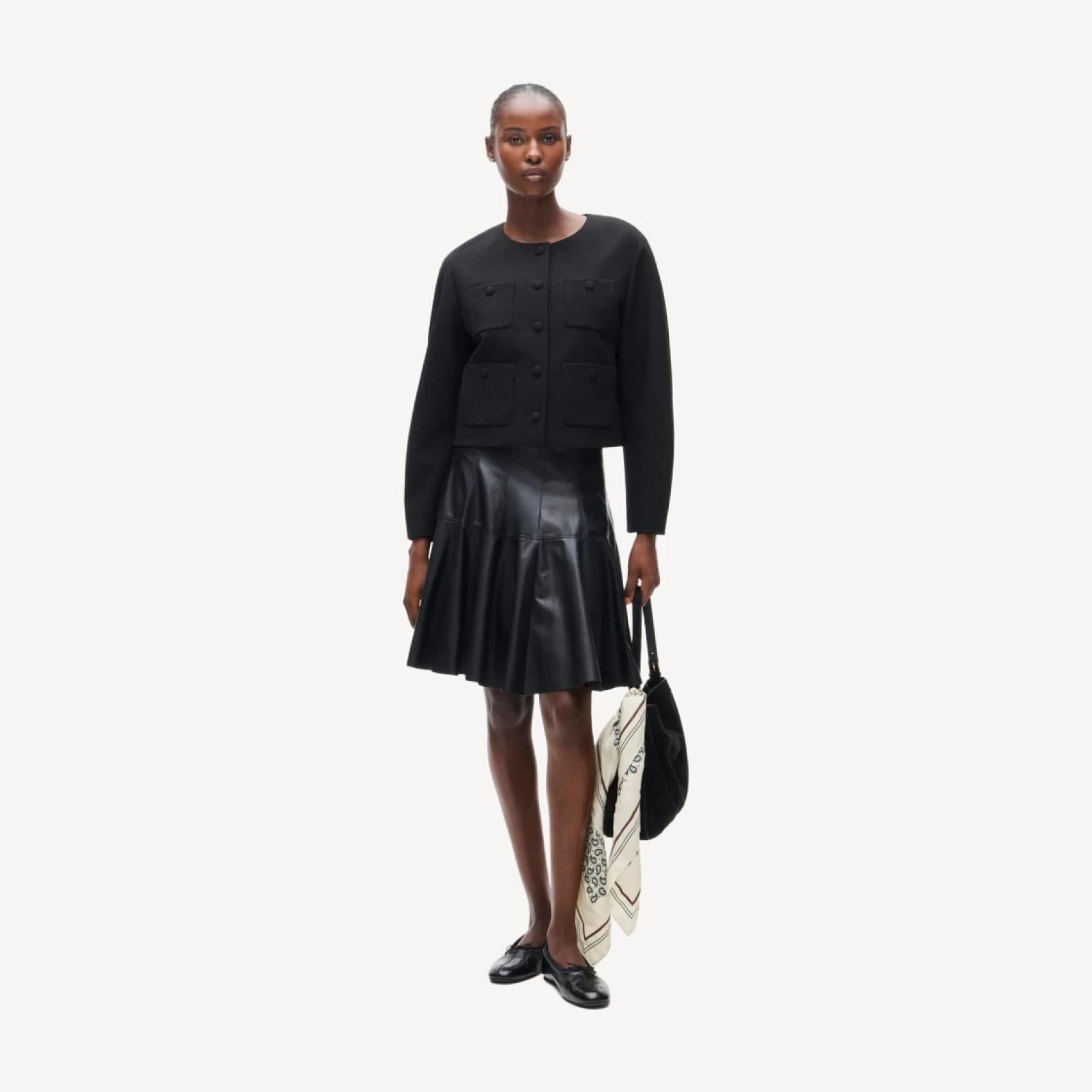 Drop-shoulder lady jacket in four-season stretch