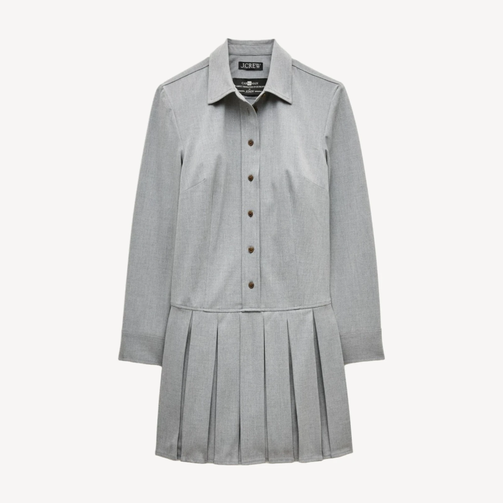 Ophelia long-sleeve shirt-dress in Gramercy suiting
