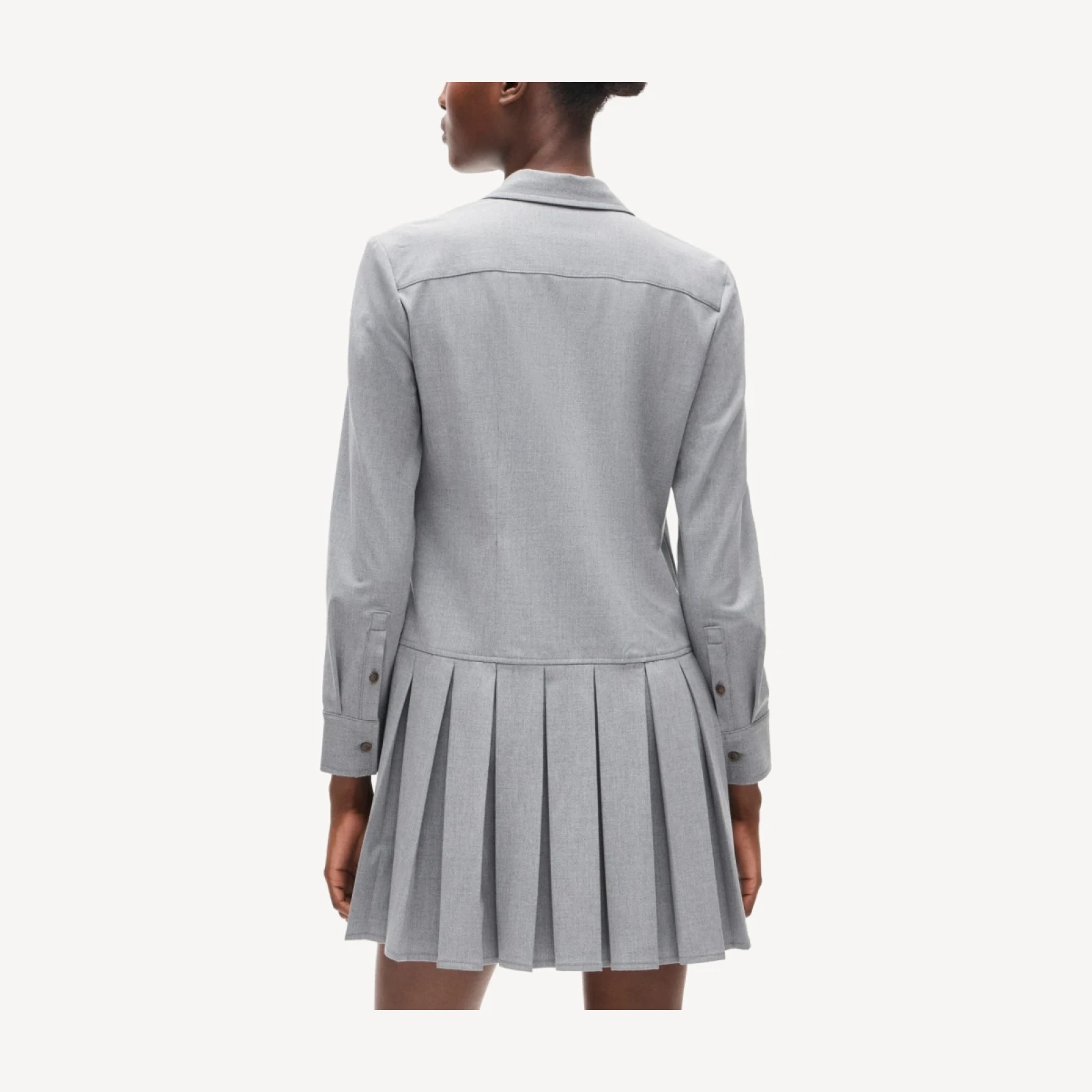 Ophelia long-sleeve shirt-dress in Gramercy suiting