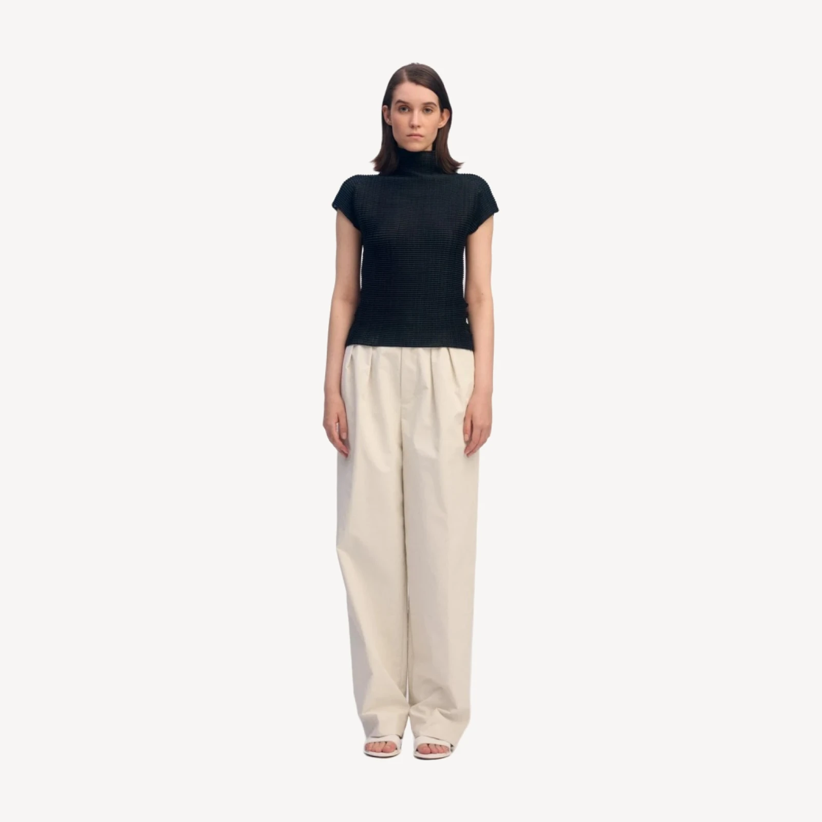 WOOLY PLEATS BK/WT-66