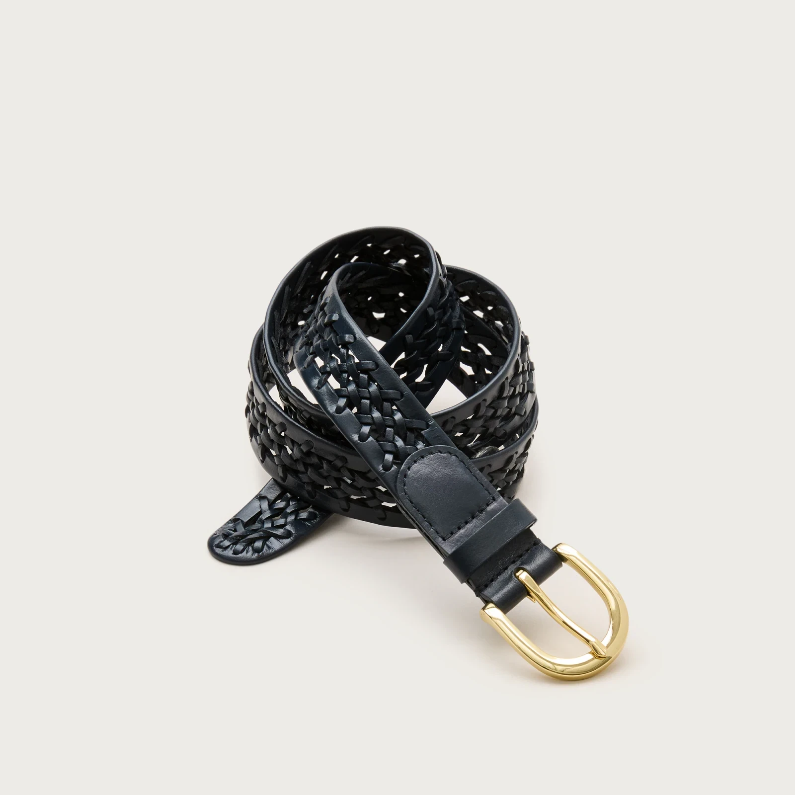 Open-weave classic belt in leather