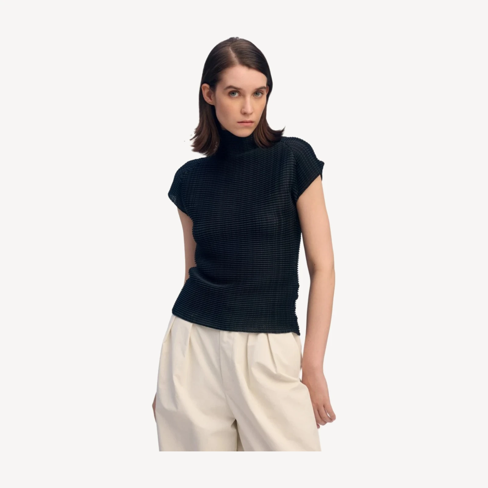 WOOLY PLEATS BK/WT-66