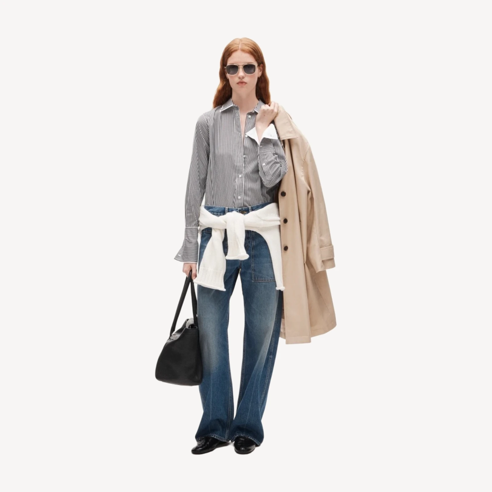 Jules double-layer button-up shirt in striped Greenwich poplin