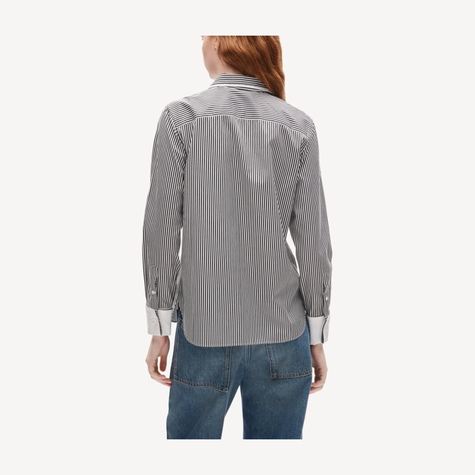 Jules double-layer button-up shirt in striped Greenwich poplin