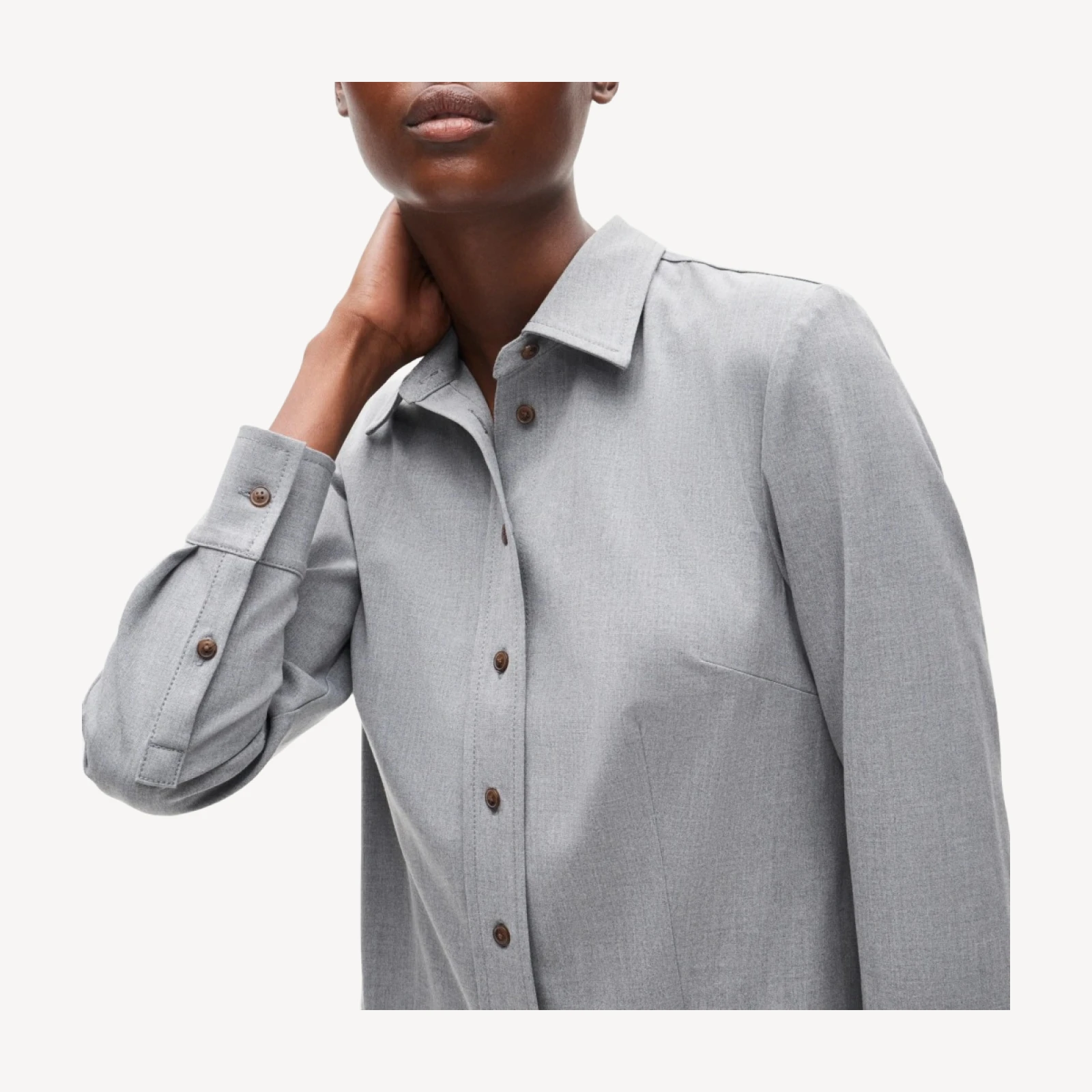 Ophelia long-sleeve shirt-dress in Gramercy suiting