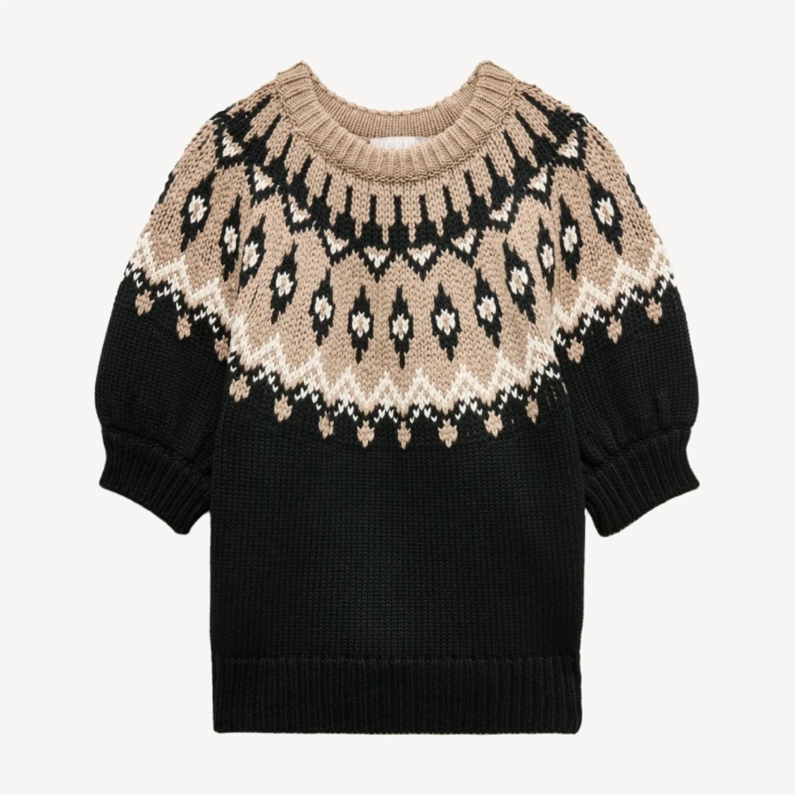 Short-sleeve Fair Isle sweater in cotton