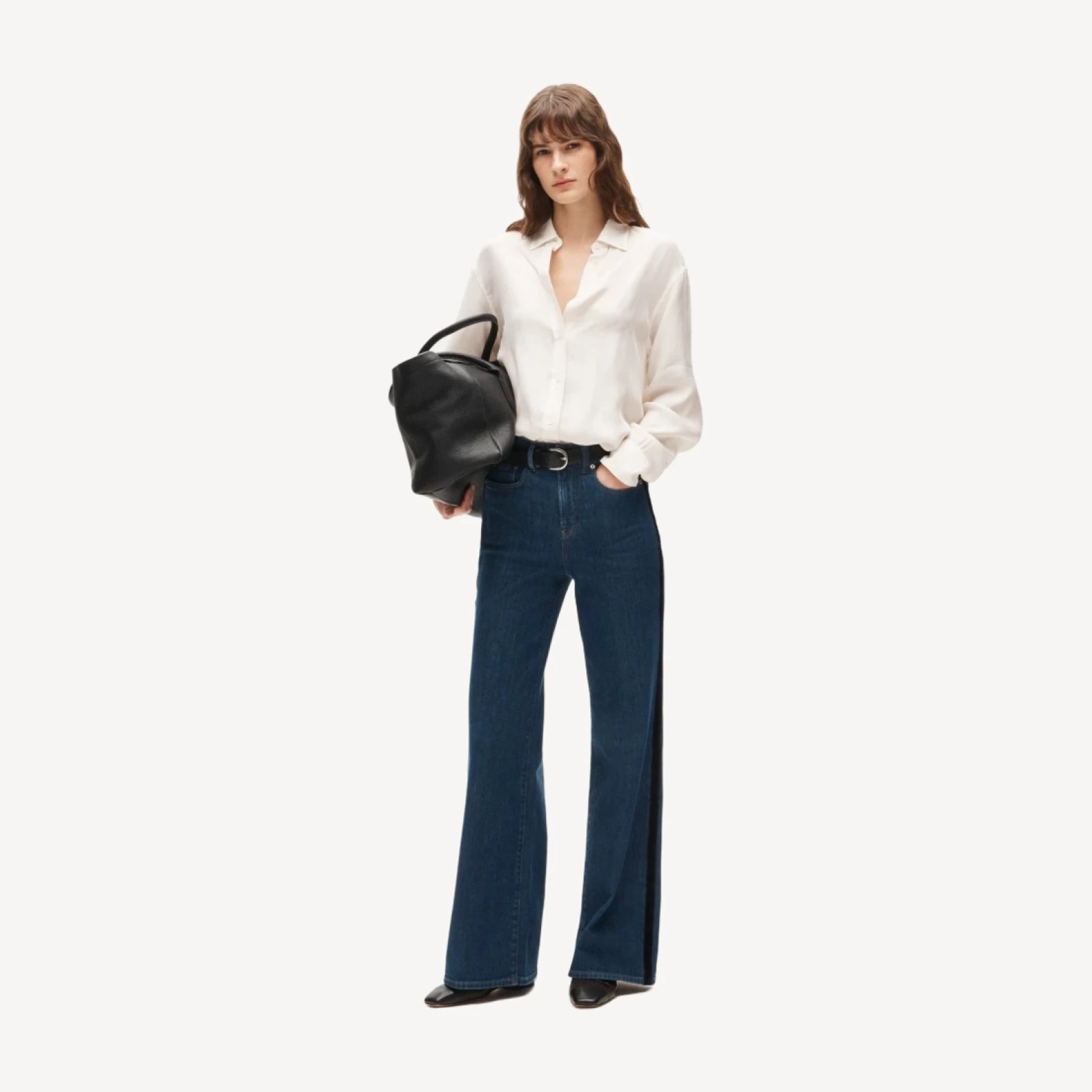 Denim trouser jean with corduroy stripe