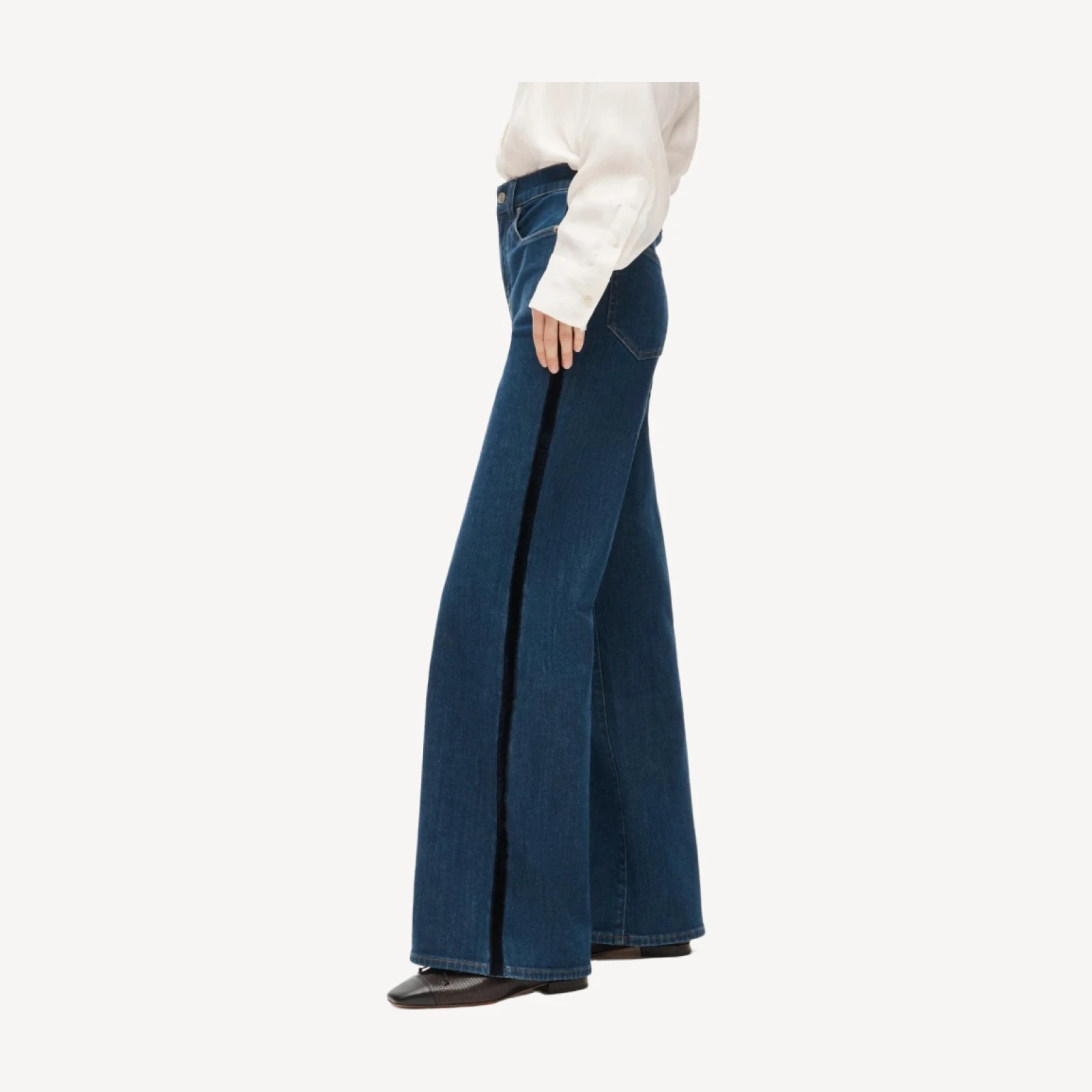Denim trouser jean with corduroy stripe