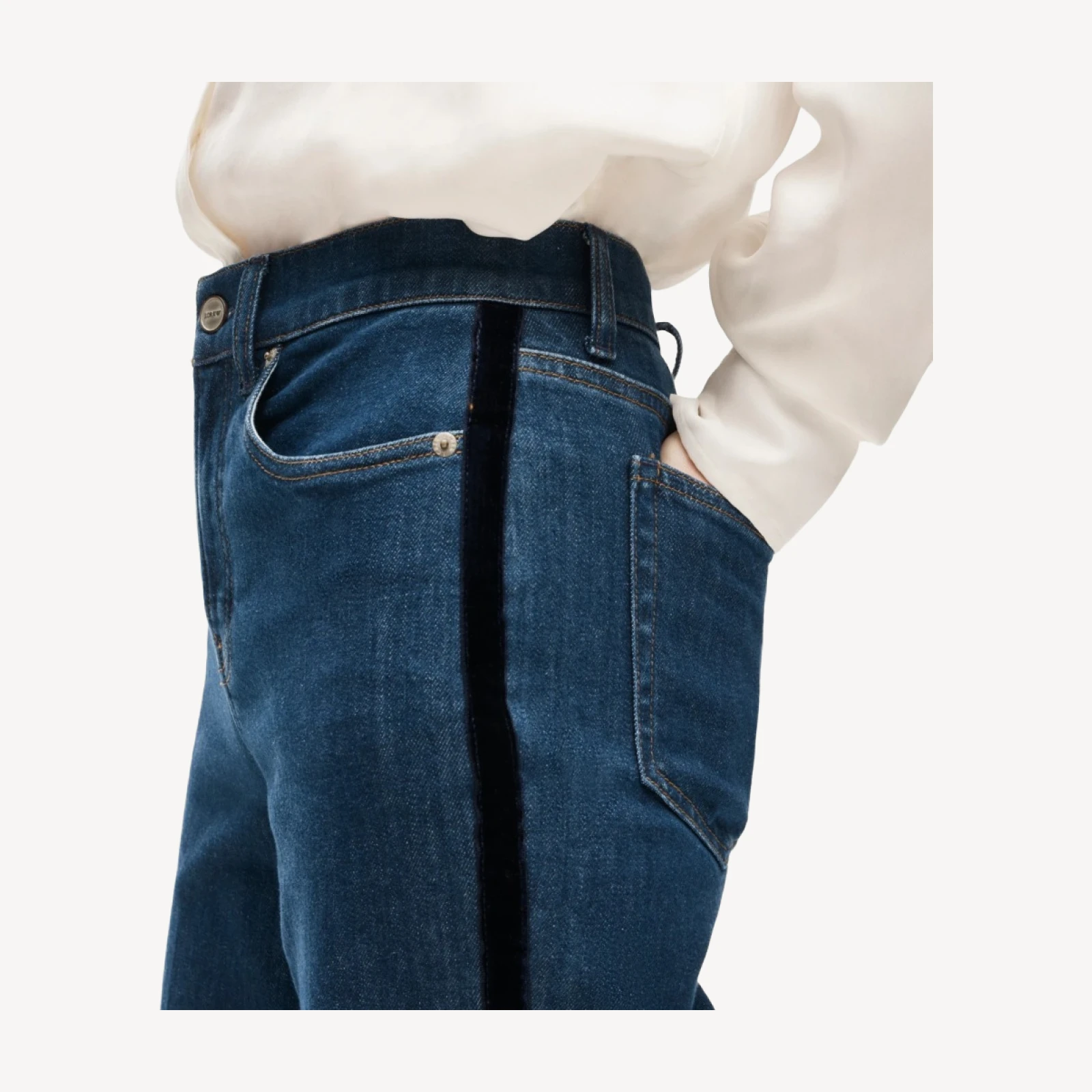 Denim trouser jean with corduroy stripe