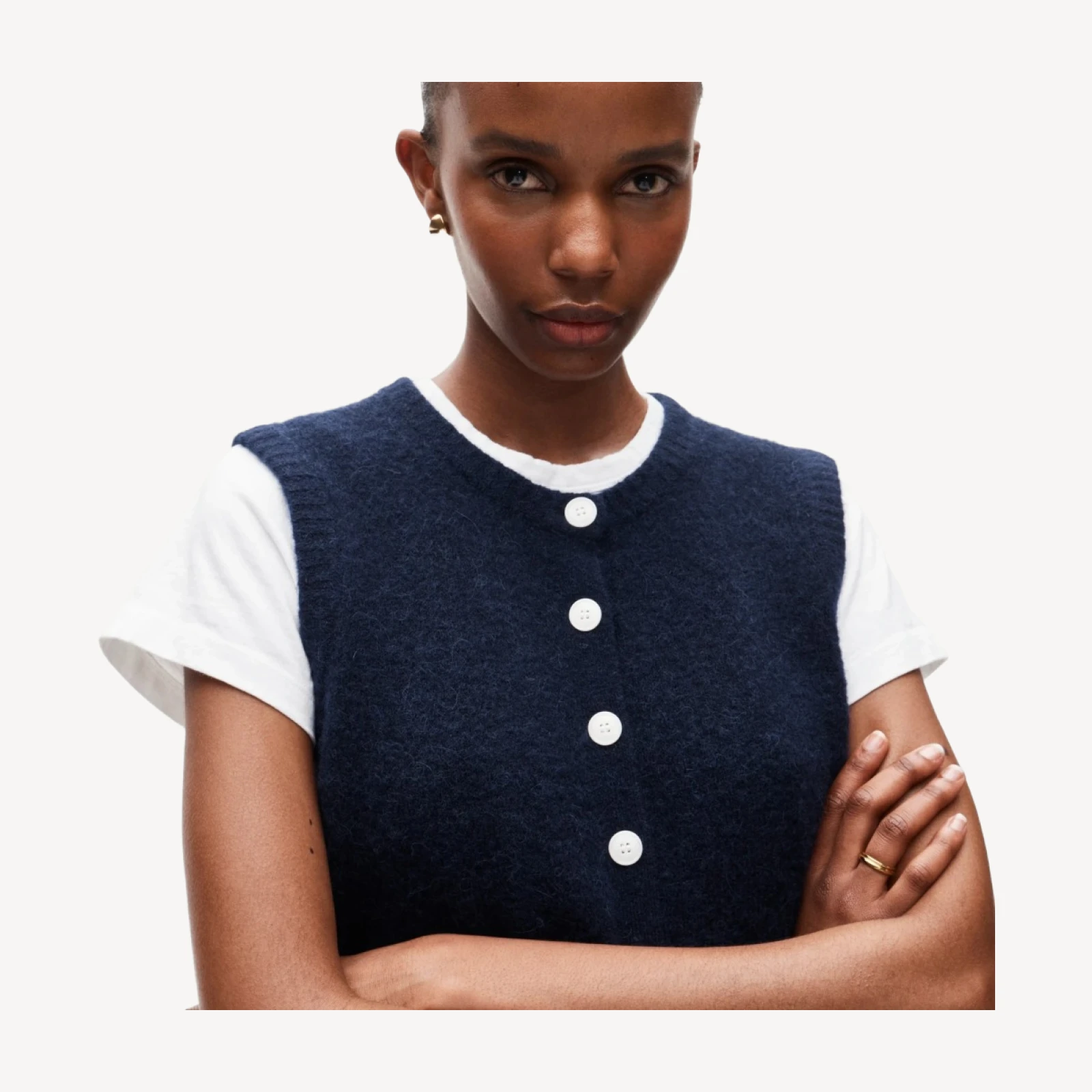 Button-front vest in alpaca blend