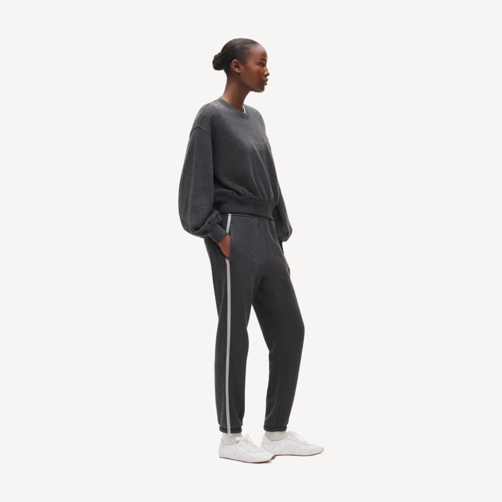 Heritage terry slim jogger pant with track stripe