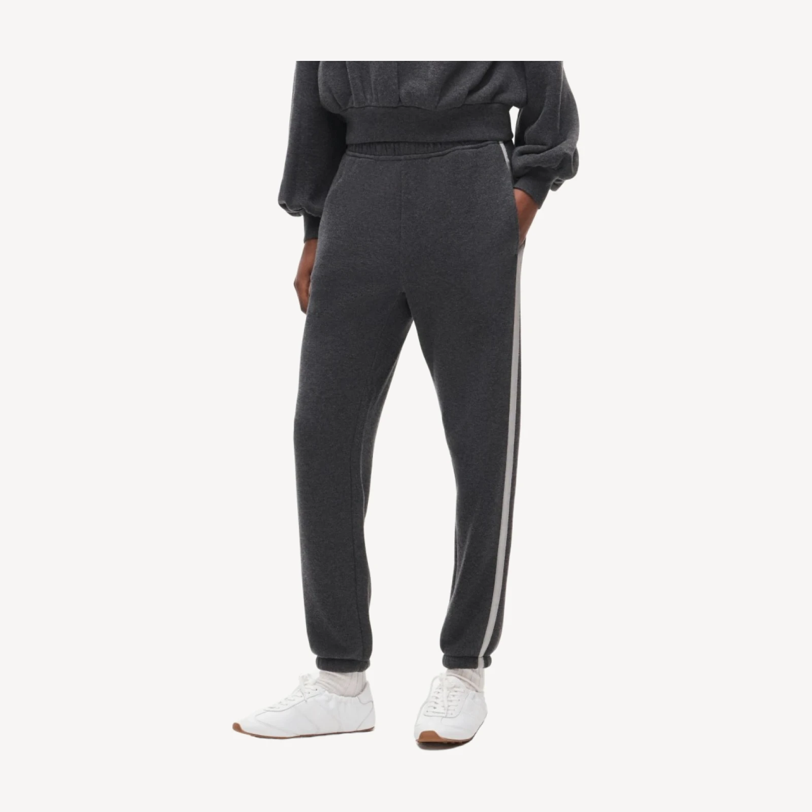 Heritage terry slim jogger pant with track stripe