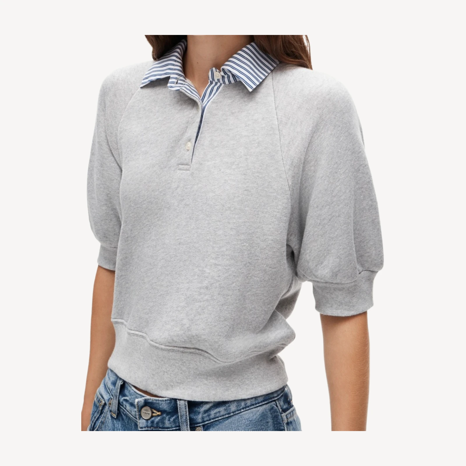 Heritage Terry sweatshirt polo with poplin collar