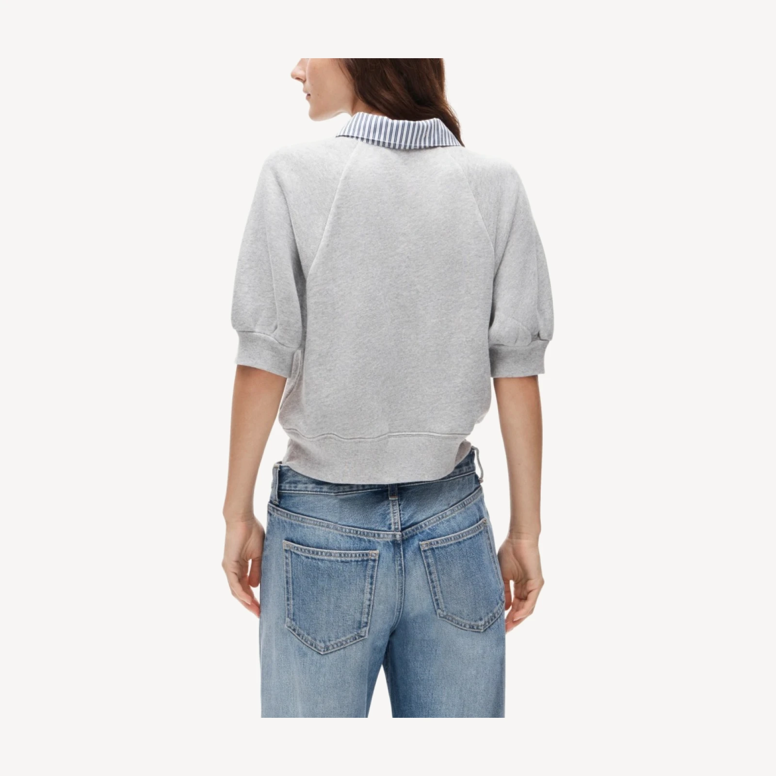 Heritage Terry sweatshirt polo with poplin collar