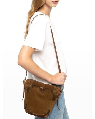 Zadig & Voltaire Baby Jane Western Distressed Suede Hobo Bag